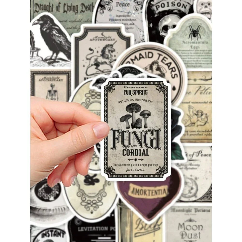 50pcs Gothic Apothecary Vintage Magic Potion Sticker Labels For Notebook